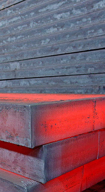 Hot slab inside of steel plant