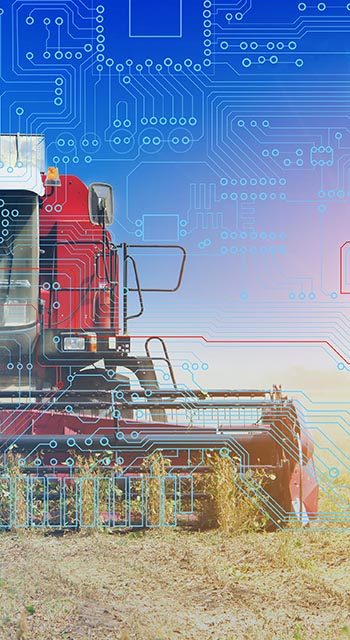 combine management, harvesting and weed control using artificial intelligence, background. Future technologies for agriculture