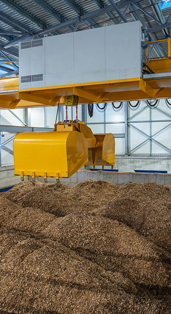 Biofuel boiler house, storage of wood chips