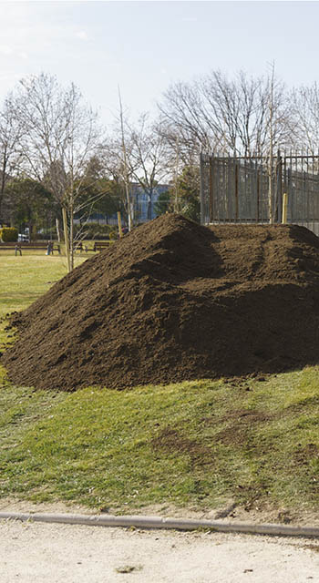 Mountain of compost for plants in a park