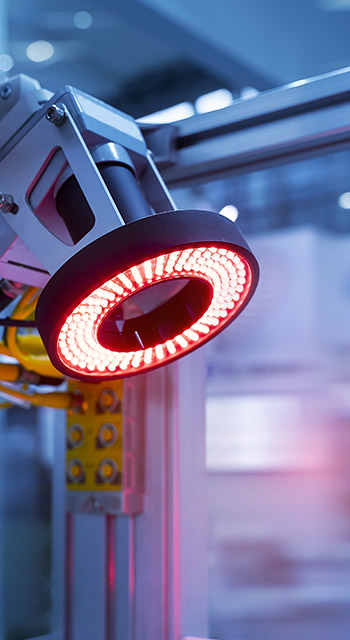 smart robot in manufacturing industry for industry 4.0 and technology concept. Robotic vision sensor camera system.