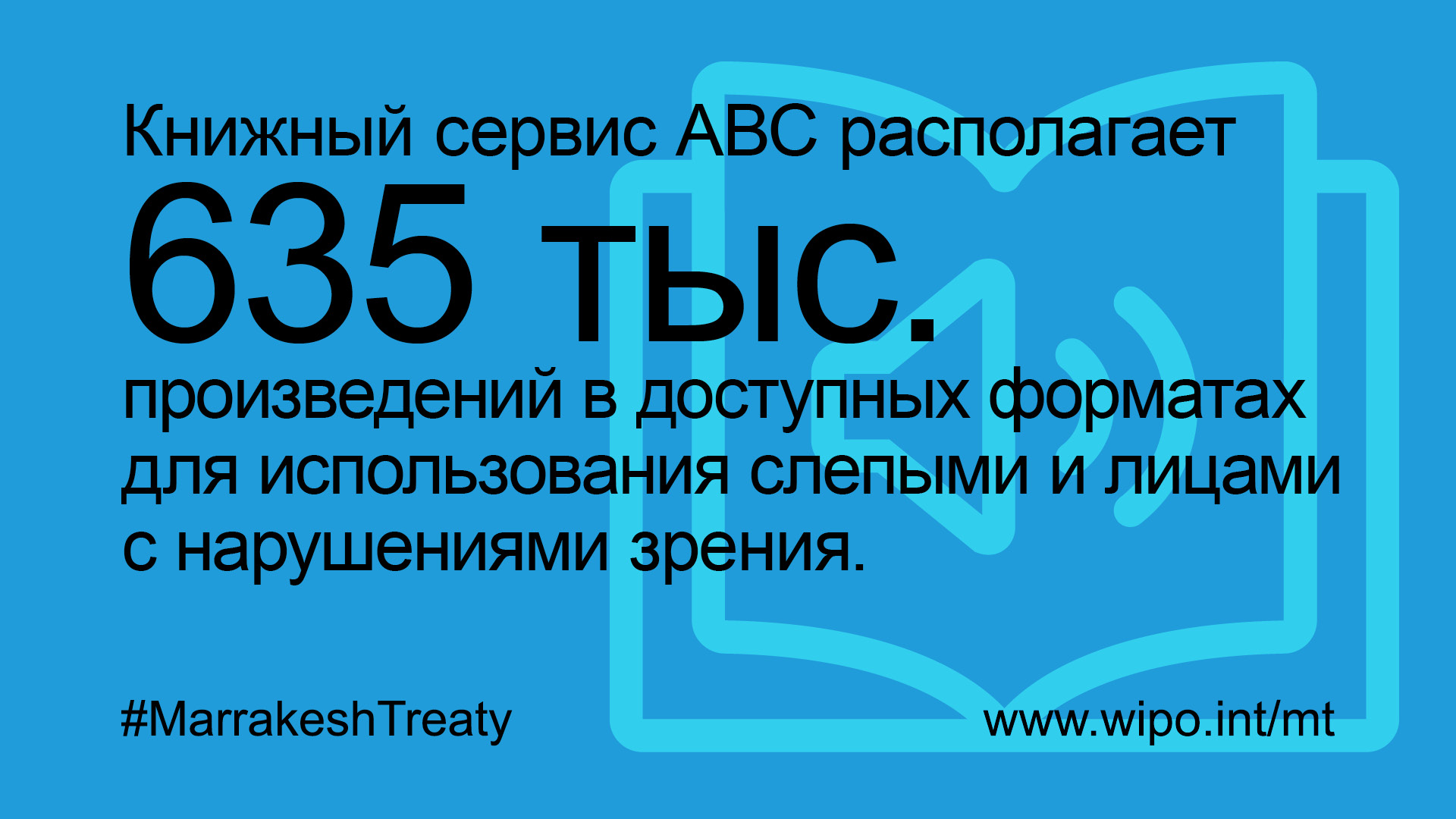 Цитата: Книжный сервис ABC располагает 635 тыс. произведений в доступных форматах для использования слепыми и лицами с нарушениями зрения.